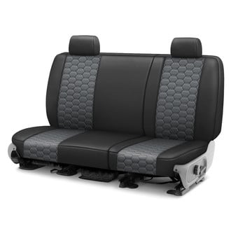 CalTrend® - Faux Leather Hex Quilted 2nd Row Black & Charcoal Custom Seat Covers