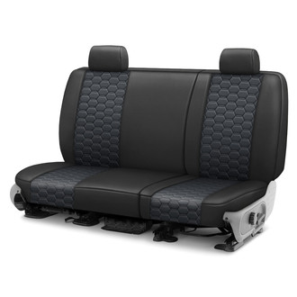 CalTrend® - Faux Leather Hex Quilted 2nd Row Black & Dark Gray Custom Seat Covers