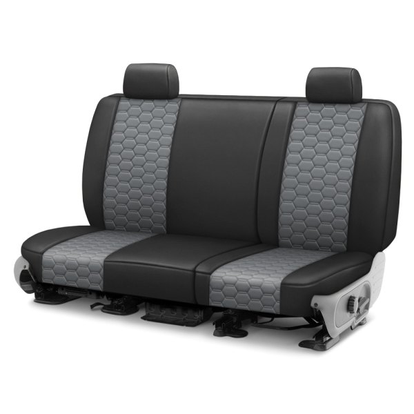  CalTrend® - Faux Leather Hex Quilted 3rd Row Black & Light Gray Custom Seat Covers