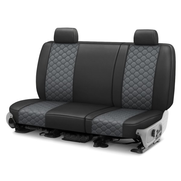  CalTrend® - Faux Leather Honeycomb Quilted 2nd Row Black & Charcoal Custom Seat Covers