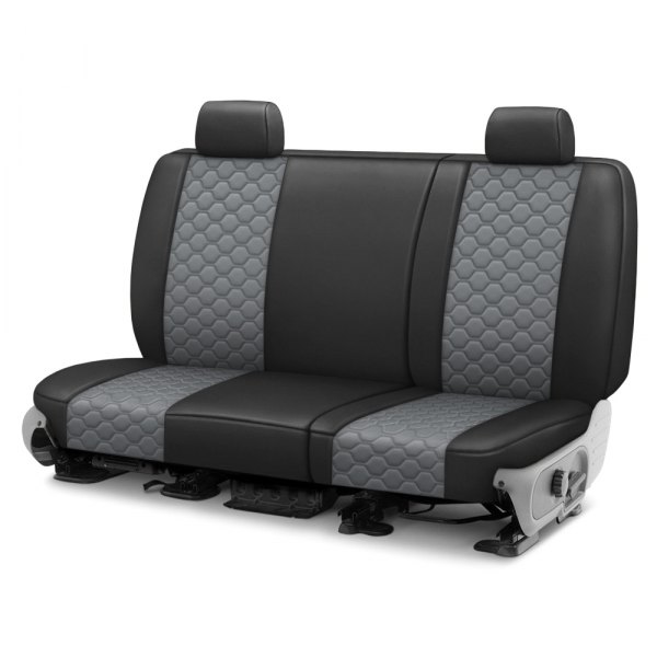  CalTrend® - Faux Leather Honeycomb Quilted 3rd Row Black & Light Gray Custom Seat Covers