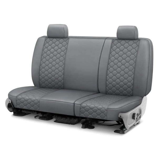  CalTrend® - Faux Leather Honeycomb Quilted 3rd Row Light Gray Custom Seat Covers