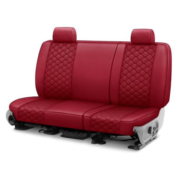  CalTrend® - Faux Leather Honeycomb Quilted 3rd Row Red Custom Seat Covers