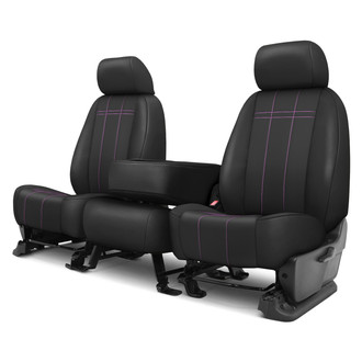CalTrend® - Faux Leather Stretch Hex Quilted 1st Row Black & Pink Stitching Custom Seat Covers
