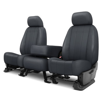 CalTrend® - Faux Leather Stretch Hex Quilted 1st Row Dark Gray Custom Seat Covers