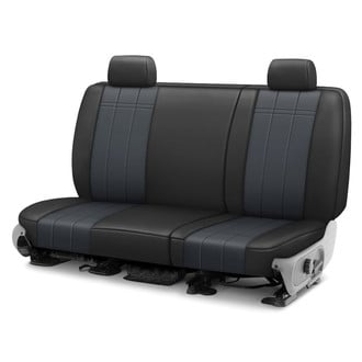 CalTrend® - Faux Leather Stretch Hex Quilted 2nd Row Black & Dark Gray Custom Seat Covers