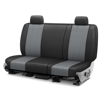 CalTrend® - Faux Leather Stretch Hex Quilted 2nd Row Black & Light Gray Custom Seat Covers