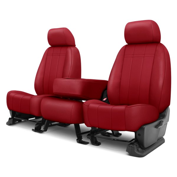  CalTrend® - Faux Leather Stretch Hex Quilted 2nd Row Red Custom Seat Covers