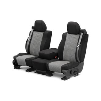 CalTrend® - Houndstooth Designers 1st Row White & Black Custom Seat Covers