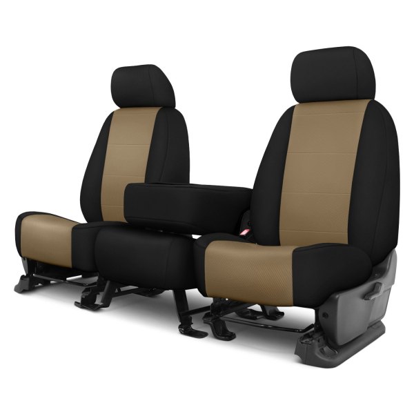  CalTrend® - I Can't Believe It's Not Leather Sport™ 3rd Row Beige & Black Custom Seat Covers