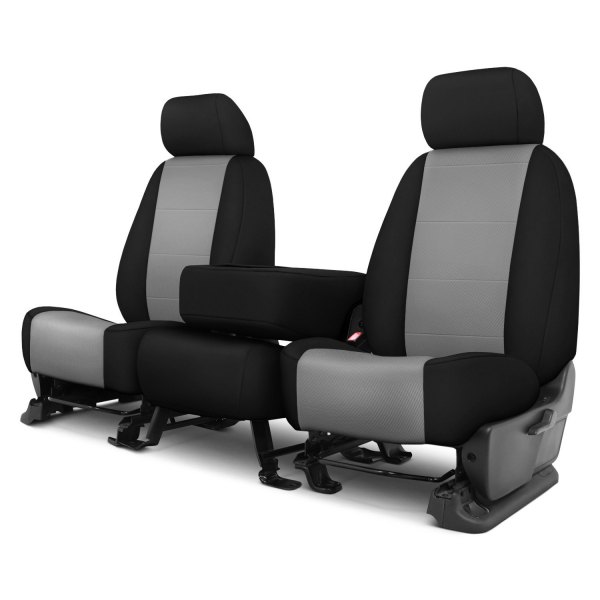  CalTrend® - I Can't Believe It's Not Leather Sport™ 1st Row Light Gray & Black Custom Seat Covers