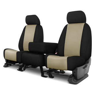 CalTrend® - I Can't Believe It's Not Leather Sport™ 1st Row Sandstone & Black Custom Seat Covers