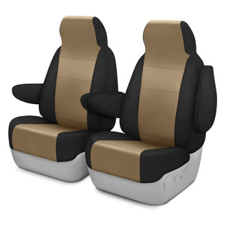 CalTrend® - I Can't Believe It's Not Leather Sport™ 1st Row Beige & Black Custom Seat Covers