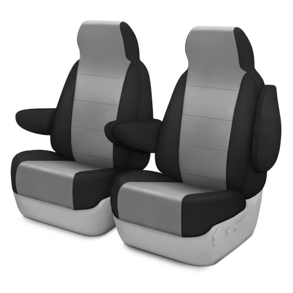  CalTrend® - I Can't Believe It's Not Leather Sport™ 2nd Row Light Gray & Black Custom Seat Covers