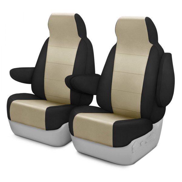  CalTrend® - I Can't Believe It's Not Leather Sport™ 3rd Row Sandstone & Black Custom Seat Covers