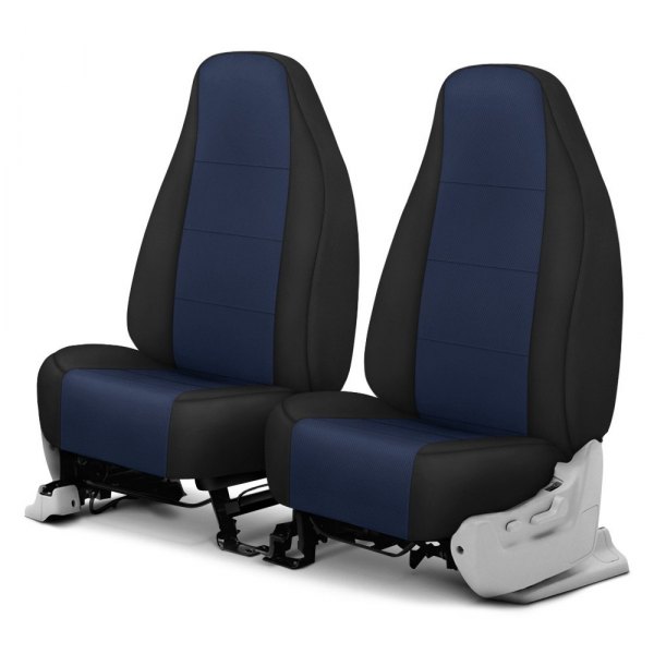  CalTrend® - I Can't Believe It's Not Leather Sport™ 1st Row Blue & Black Custom Seat Covers