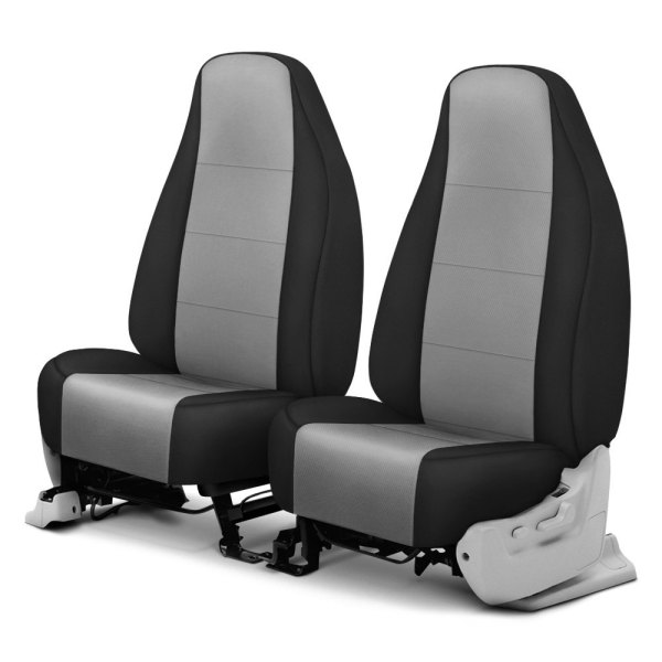  CalTrend® - I Can't Believe It's Not Leather Sport™ 1st Row Light Gray & Black Custom Seat Covers