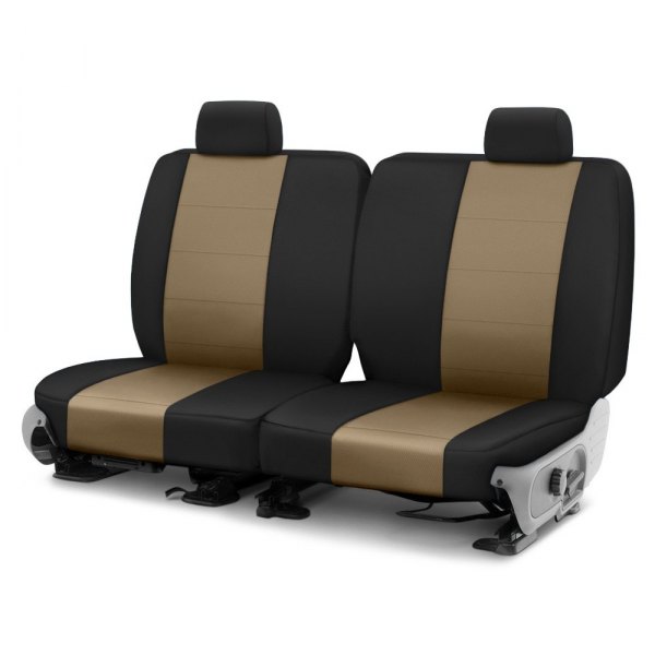  CalTrend® - I Can't Believe It's Not Leather Sport™ 2nd Row Beige & Black Custom Seat Covers