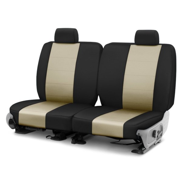  CalTrend® - I Can't Believe It's Not Leather Sport™ 2nd Row Sandstone & Black Custom Seat Covers