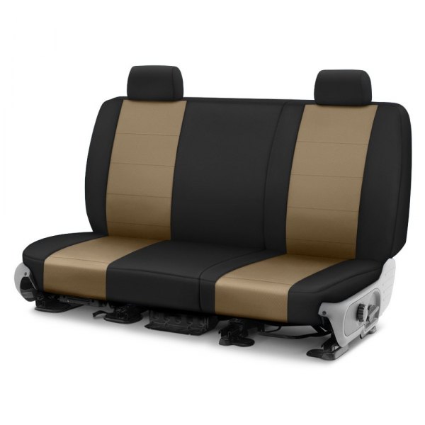  CalTrend® - I Can't Believe It's Not Leather Sport™ 3rd Row Beige & Black Custom Seat Covers