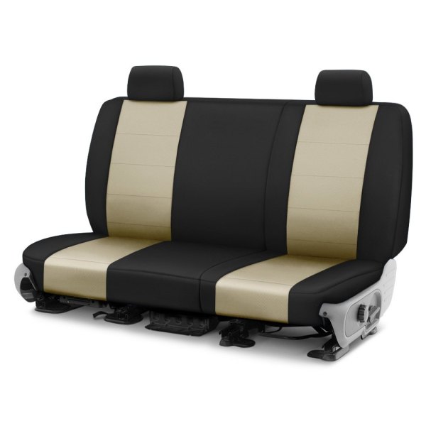  CalTrend® - I Can't Believe It's Not Leather Sport™ 2nd Row Sandstone & Black Custom Seat Covers