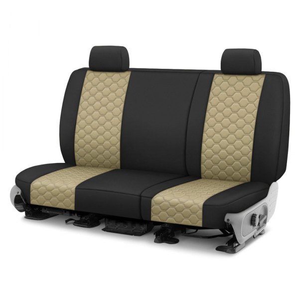  CalTrend® - Neoprene Honeycomb Quilted 3rd Row Black & Beige Custom Seat Covers