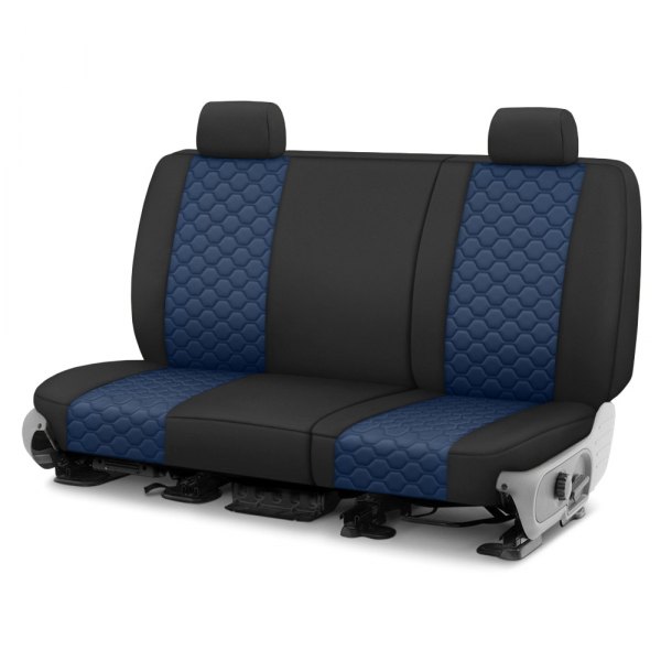  CalTrend® - Neoprene Honeycomb Quilted 3rd Row Black & Blue Custom Seat Covers
