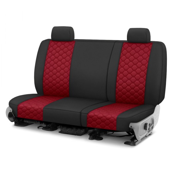  CalTrend® - Neoprene Honeycomb Quilted 3rd Row Black & Red Custom Seat Covers