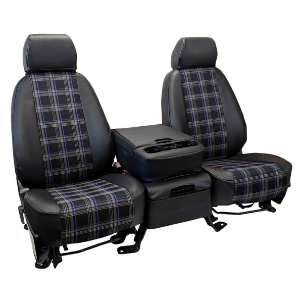  CalTrend® - Plaid 1st Row Blue & Black Custom Seat Covers