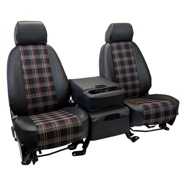  CalTrend® - Plaid 1st Row Red & Black Custom Seat Covers