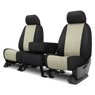 CalTrend® - Retro Weave 1st Row Black & Sandstone Custom Seat Covers