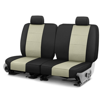 CalTrend® - Retro Weave 2nd Row Black & Sandstone Custom Seat Covers