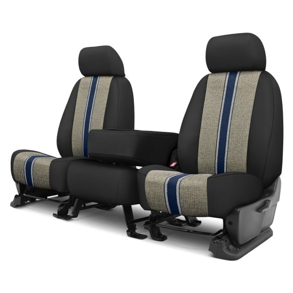  CalTrend® - Saddle Blanket 1st Row Black & Blue Custom Seat Covers