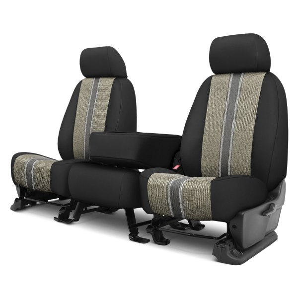  CalTrend® - Saddle Blanket 1st Row Black & Light Gray Custom Seat Covers