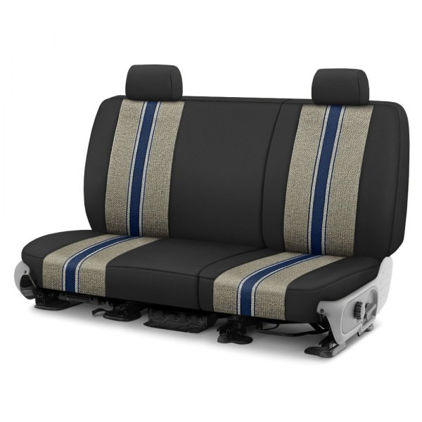  CalTrend® - Saddle Blanket 3rd Row Black & Blue Custom Seat Covers