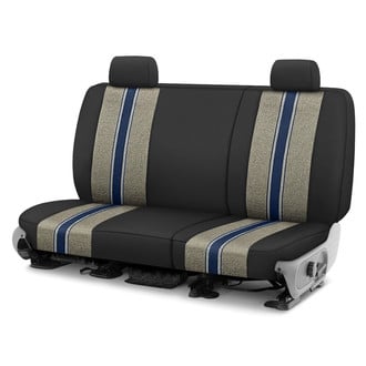 CalTrend® - Saddle Blanket 2nd Row Black & Blue Custom Seat Covers