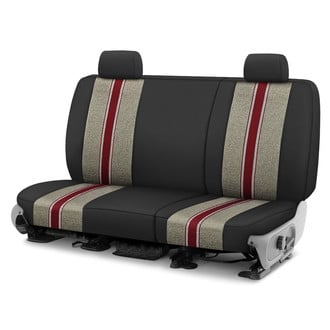 CalTrend® - Saddle Blanket 2nd Row Black & Burgandy Custom Seat Covers