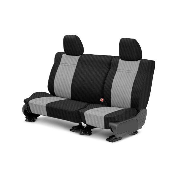  CalTrend® - Carbon Fiber 2nd Row Black & Light Gray Custom Seat Covers