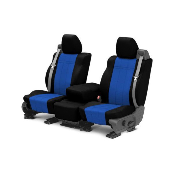  CalTrend® - NeoPrene 1st Row Black & Blue Custom Seat Covers