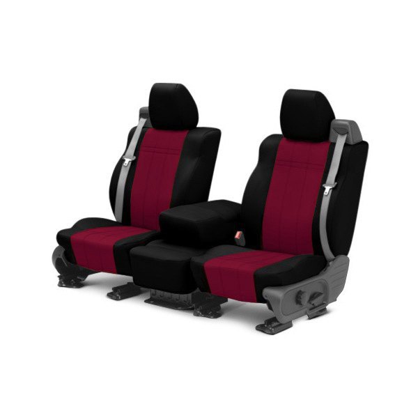 CalTrend® - NeoPrene 1st Row Black & Red Custom Seat Covers