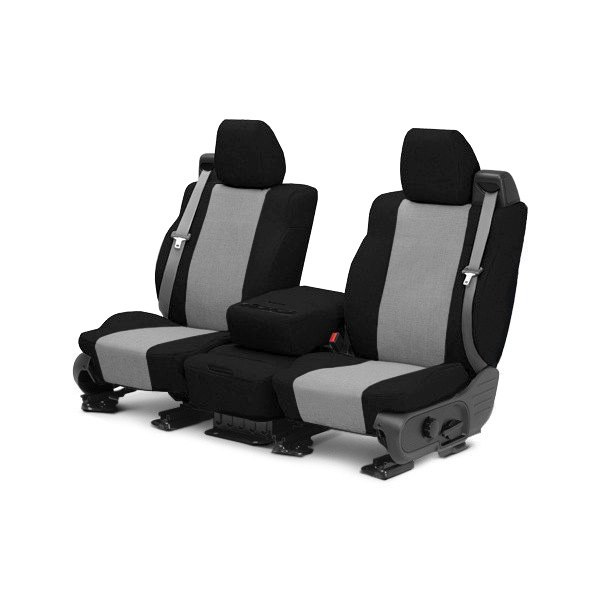  CalTrend® - Tweed 1st Row Black & Light Gray Custom Seat Covers