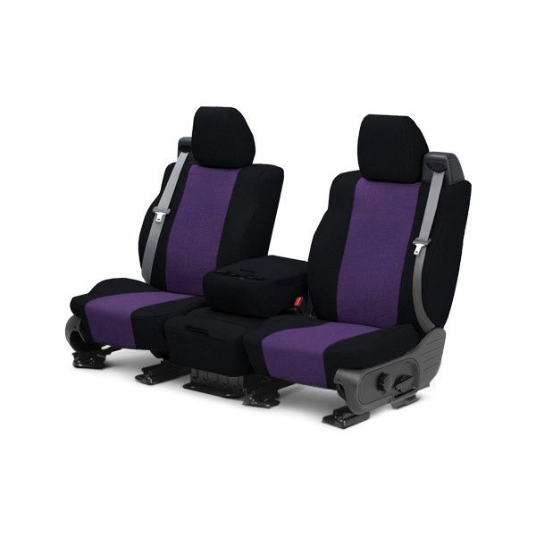  CalTrend® - Tweed 1st Row Black & Purple Custom Seat Covers