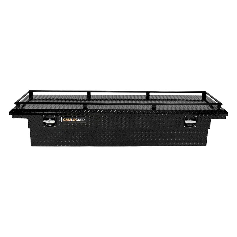 Heavy Duty Aluminum Weather Tight Construction Matte Black CAMLOCKER S71LPRLMB 71 Inch Low Profile Crossover Tool Box With Rail Secure Storage For Pickup Trucks with Sliding Tool Tray Organizer