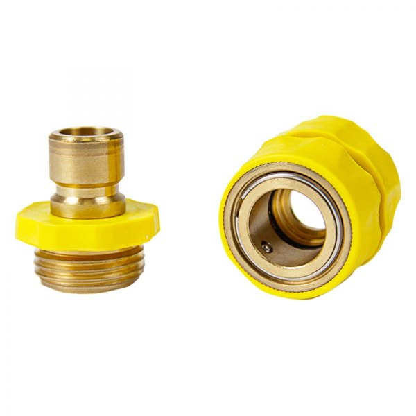 Brass Quick Hose Connect with Yellow Grip (3/4" MPT x 3/4" FPT)