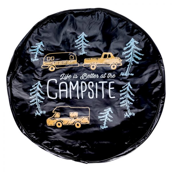 Camco® - 29" Life is Better Black Spare Tire Cover Campsite