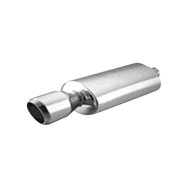 Thunderbolt® - Stainless Steel Oval Silver Exhaust Muffler with Double Wall Round Slant Tip