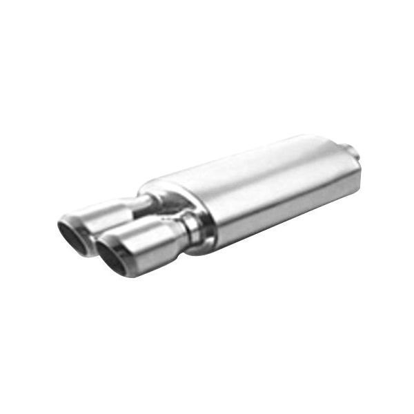 Thunderbolt® - Stainless Steel Oval Silver Exhaust Muffler with Dual Double Wall Slanted Tips