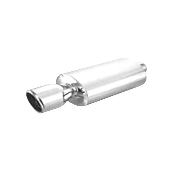 Thunderbolt® - Stainless Steel Oval Silver Exhaust Muffler with Cobweb Slant Tip