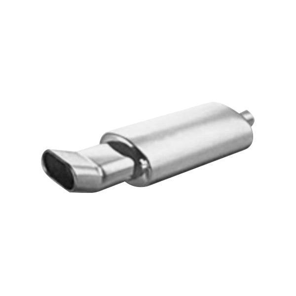 Thunderbolt® - Stainless Steel Oval Silver Exhaust Muffler with Double Wall Oval Slant Tip