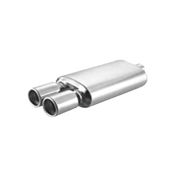 Thunderbolt® - Stainless Steel Oval Silver Exhaust Muffler with Dual Double Wall Pencil Tips